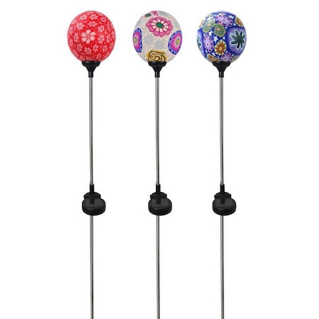 Lawnitator 34 in. Glass & Metal Soft Clay Ball Outdoor Garden Stake - Multicolored, 9PK LA2742346